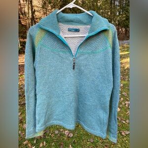 Prana Blue and Green Women's Cowl Sweater